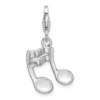 Sterling Silver 2-D Enameled On Back Musical Note w/Lobster Clasp Charm