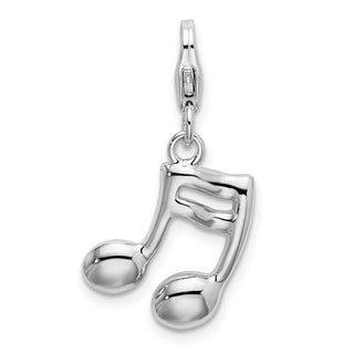 Sterling Silver 2-D Enameled On Back Musical Note w/Lobster Clasp Charm