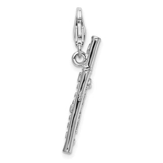 Sterling Silver Polished Flute w/Lobster Clasp Charm
