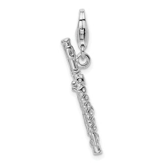 Sterling Silver Polished Flute w/Lobster Clasp Charm
