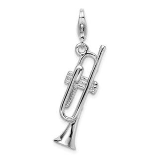 Sterling Silver Polished Trumpet w/Lobster Clasp Charm