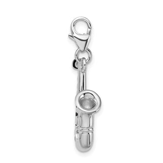 Sterling Silver 3-D Enameled Saxophone w/Lobster Clasp Charm