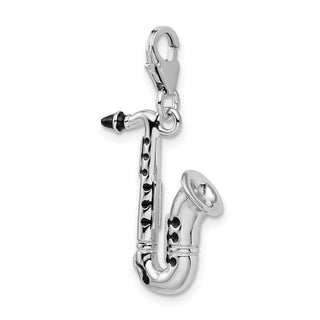 Sterling Silver 3-D Enameled Saxophone w/Lobster Clasp Charm