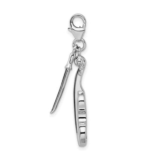 Sterling Silver 3-D Violin and Antiqued Bow w/ Lobster Clasp Charm
