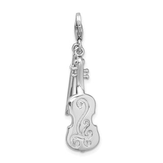 Sterling Silver 3-D Violin and Antiqued Bow w/ Lobster Clasp Charm