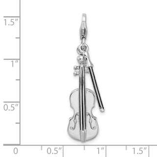 Sterling Silver 3-D Violin and Antiqued Bow w/ Lobster Clasp Charm