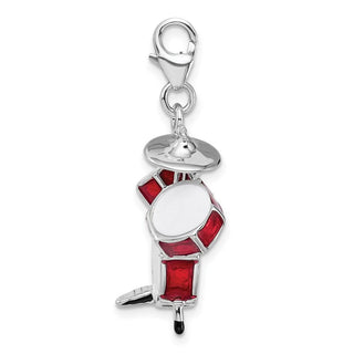 Sterling Silver 3-D Enameled Drum Set w/Lobster Clasp Charm