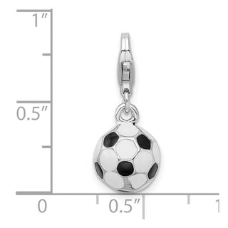 Sterling Silver 3-D Enameled Small Soccer Ball w/Lobster Clasp Charm