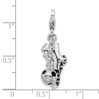 Sterling Silver 3-D Enameled Soccer Shoe and Ball w/ Lobster Clasp Charm