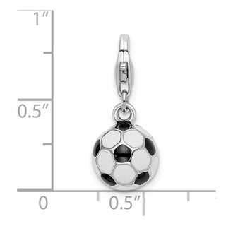 Sterling Silver 3-D Enamel Soccer Ball w/Lobster Clasp Charm