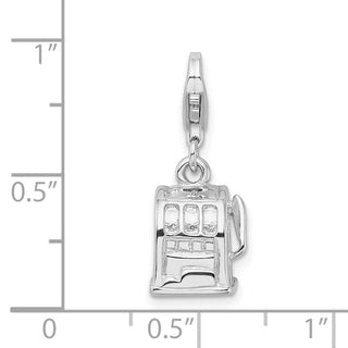Sterling Silver 3-D Polished Slot Machine w/Lobster Clasp Charm