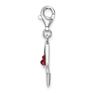 Sterling Silver Synthetic Crystal Martini Glass w/Lobster Clasp Charm