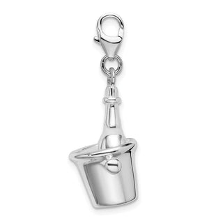 Sterling Silver Enamel Champagne Bottle In Ice Bucket w/Lobster Charm