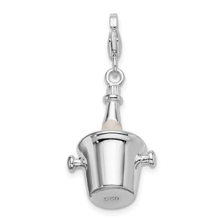Sterling Silver Enamel Champagne Bottle In Ice Bucket w/Lobster Charm
