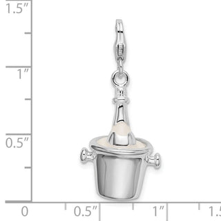 Sterling Silver Enamel Champagne Bottle In Ice Bucket w/Lobster Charm