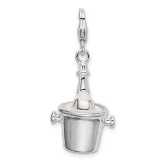 Sterling Silver Enamel Champagne Bottle In Ice Bucket w/Lobster Charm