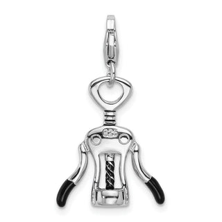 Sterling Silver Enameled Cork Screw w/Lobster Clasp Charm