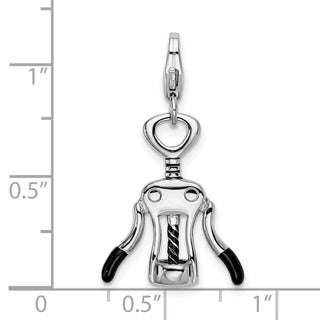 Sterling Silver Enameled Cork Screw w/Lobster Clasp Charm