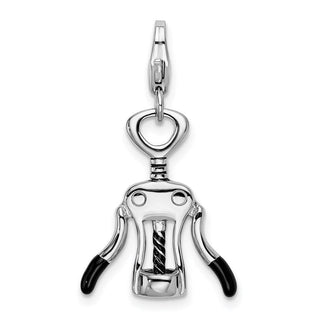 Sterling Silver Enameled Cork Screw w/Lobster Clasp Charm