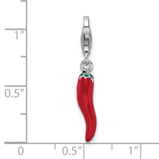 Sterling Silver Red Enamel Pepper w/Lobster Clasp Charm