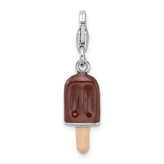 Sterling Silver 3-D Enameled Fudge Bar w/Lobster Clasp Charm