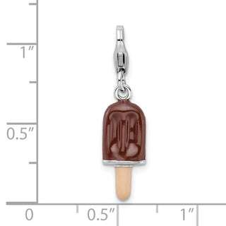 Sterling Silver 3-D Enameled Fudge Bar w/Lobster Clasp Charm
