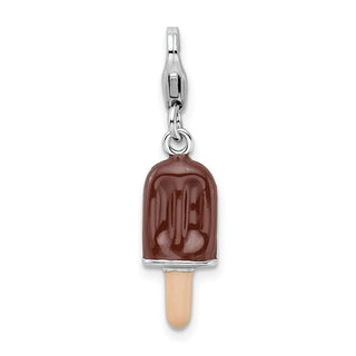 Sterling Silver 3-D Enameled Fudge Bar w/Lobster Clasp Charm
