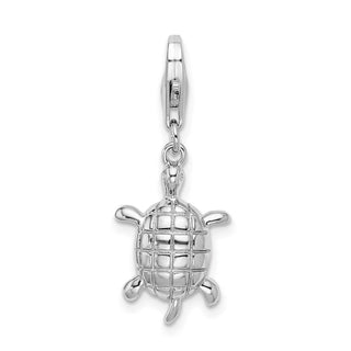 Sterling Silver Polished Turtle w/Lobster Clasp Charm