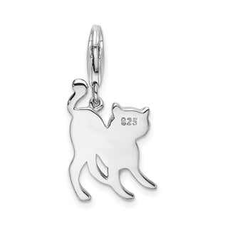 Sterling Silver Scary Cat w/Lobster Clasp Charm
