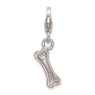 Sterling Silver Polished Dog Bone w/Lobster Clasp Charm