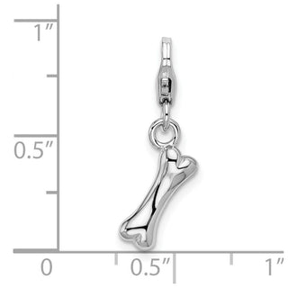 Sterling Silver Polished Dog Bone w/Lobster Clasp Charm