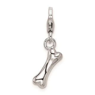 Sterling Silver Polished Dog Bone w/Lobster Clasp Charm