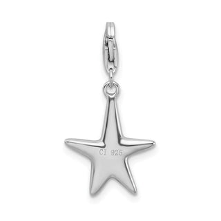 Sterling Silver Polished Starfish w/Lobster Clasp Charm
