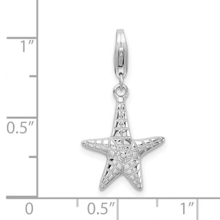 Sterling Silver Polished Starfish w/Lobster Clasp Charm