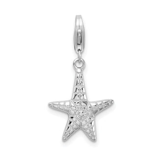 Sterling Silver Polished Starfish w/Lobster Clasp Charm