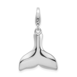Sterling Silver Polished Whaletail w/Lobster Clasp Charm