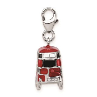 Sterling Silver Enamel Double Decker London Bus w/Lobster Clasp Charm