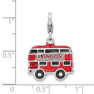 Sterling Silver Enamel Double Decker London Bus w/Lobster Clasp Charm