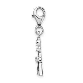 Sterling Silver Black Enameled CZ Eiffel Tower w/Lobster Clasp Charm