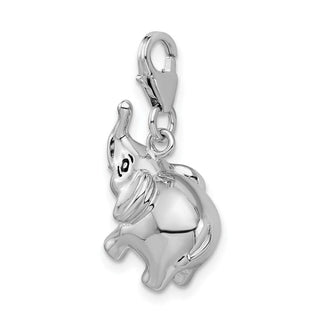 Sterling Silver 3-D Enameled Elephant w/Lobster Clasp Charm