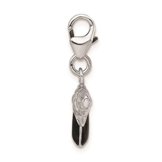 Rhodium-Plated Sterling Silver 3-D Enameled Pistol w/Lobster Clasp Charm