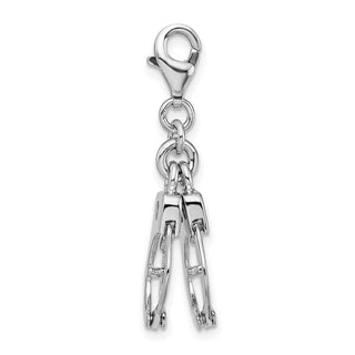 Sterling Silver 3-D Polished Movable Hand Cuffs w/Lobster Clasp Charm