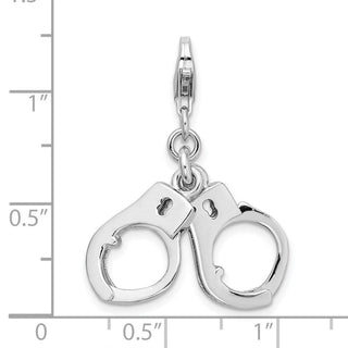 Sterling Silver 3-D Polished Movable Hand Cuffs w/Lobster Clasp Charm