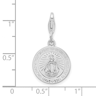 Sterling Silver Miraculous Medal w/Lobster Clasp Charm QCC495
