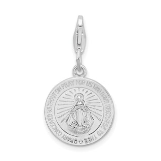 Sterling Silver Miraculous Medal w/Lobster Clasp Charm QCC495