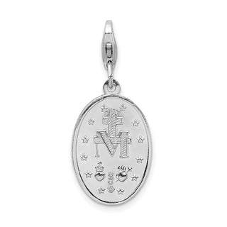 Sterling Silver Miraculous Medal w/Lobster Clasp Charm QCC498