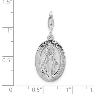 Sterling Silver Miraculous Medal w/Lobster Clasp Charm QCC498