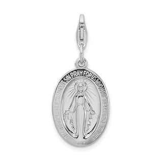 Sterling Silver Miraculous Medal w/Lobster Clasp Charm QCC498