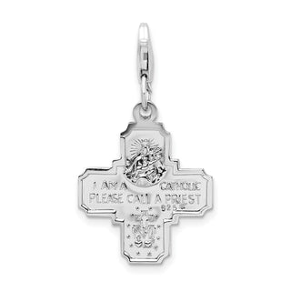 Sterling Silver 4-Way Medal w/Lobster Clasp Charm