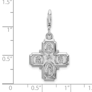 Sterling Silver 4-Way Medal w/Lobster Clasp Charm